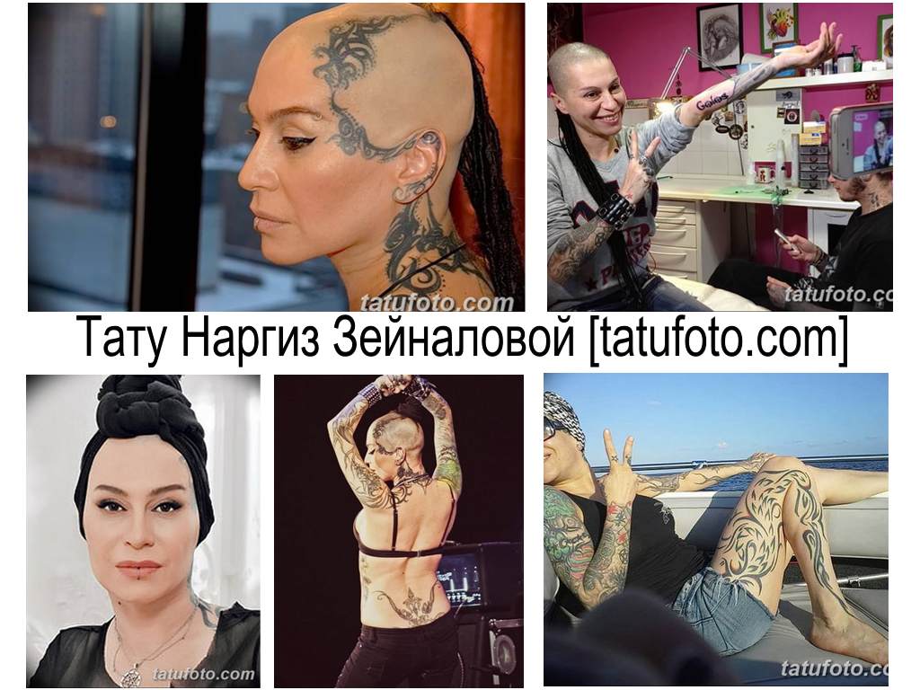 Tattoo Nargiz Zeynalova - колекция от снимки на татуировки на знаменитости по тялото