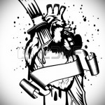 rajz tetováló késre az emberi szívben