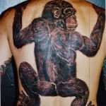 Majom tetoválás az egész hátán