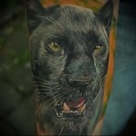 párduc tetoválás, amely agyarat mutat