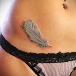 Kockás Kék Toll Alsóhasú Lányok Tetoválás