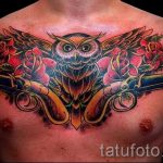 tetováló fegyverek a mellkason - fotó a kész tetoválásról 01092016 10179 tatufoto.ru