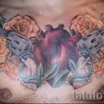 Tattoo -Pistole mit Rosen - ein Foto des fertigen Tätowierung 01092016 2061 tatufoto.ru