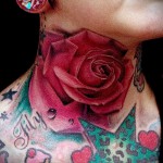 rózsa tetoválás a nyakon - fotó opció 15122015 № 9