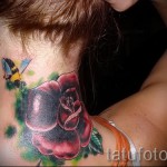 rózsa tetoválás a nyakon - fotó opció 15122015 № 29