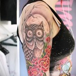 bagoly tetoválás rózsákkal - fotó opció 15122015 № 1