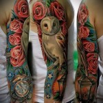 bagoly tetoválás rózsákkal - fotó opció 15122015 № 5