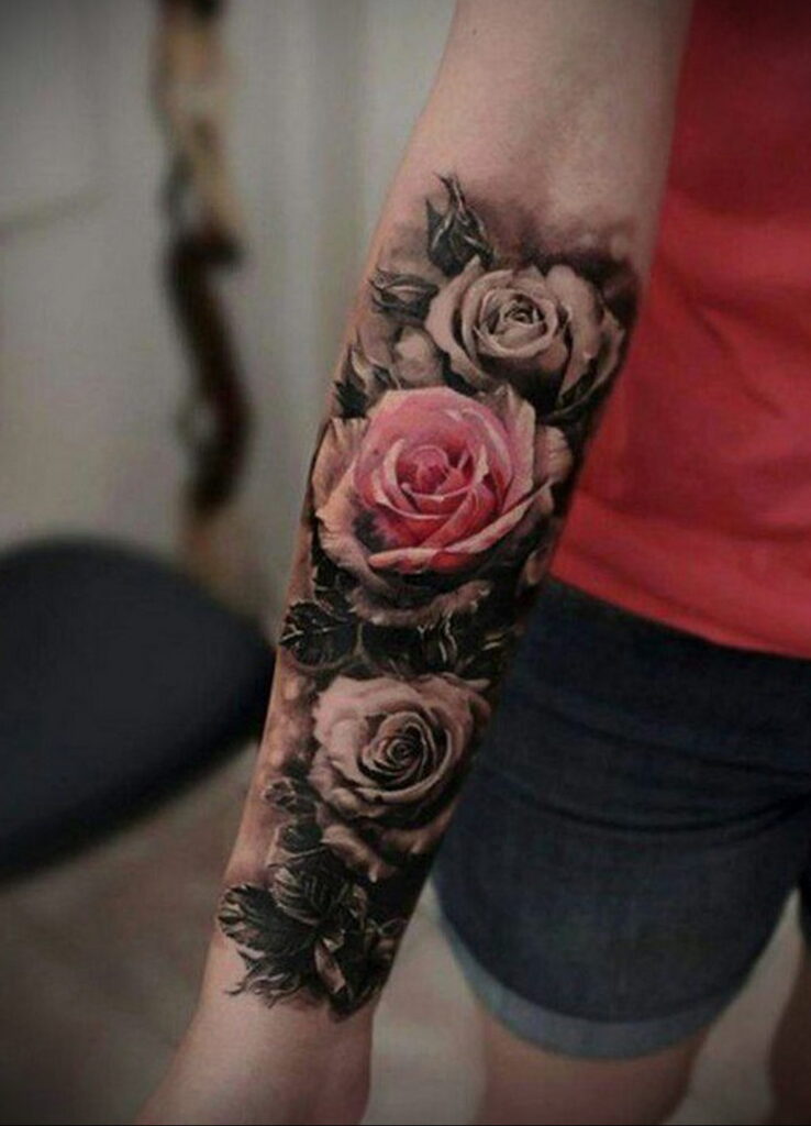 وشم روز على الساعد للنساء 01.12.2020 №032 -وشم روز نسائي-