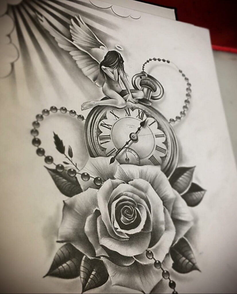 رسم تخطيطي لوشم وردة على الساعد 01.12.2020 №030-وشم روز-