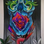 színes rózsa tetoválás vázlatok - jól nézzen ki a 3. képen