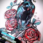 croquis tatouent roses colorées - Regardez cool fond d'écran 1