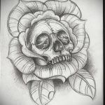 Rose tatouage croquis noir et blanc 2