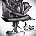 fekete rózsa tetoválás vázlata - jól nézzen ki 6. kép