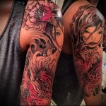 كم الوشم مع صورة الفتاة والأسماك