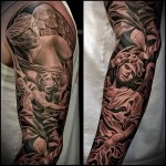 الأكمام الوشم مع منحوتات الملائكة