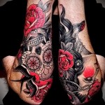 كم وشم يبتلع و ورود بأسلوب المدرسة القديمة