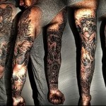 وشم كم الجمجمة وفتاة - أسلوب الرسم الصعب للرجل