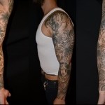 كم الوشم مع التنين والمحاربين اليابانيين