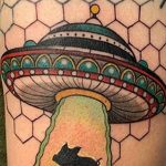 Photo of tattoo with UFO - aliens 07/02/2020 №158 -UFO tattoo-
