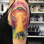 Photo of tattoo with UFO - aliens 07/02/2020 №149 -UFO tattoo-