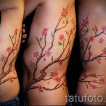 Sakura tetoválás a hasán - Fotó példa a 12122015 számra 1