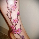 sakura tetoválás a lábán - fotó példa 12122015 2. szám