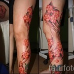 sakura tetoválás a lábán - fotó példa 12122015 6. szám