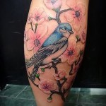 sakura tetoválás a lábán - fotó példa 12122015 № 13