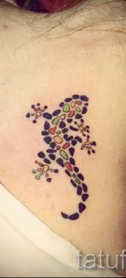 Szalamandra tetoválás fotó pontokból lánynak