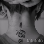 Treble Clef Tattoo On Neck 3 Pics