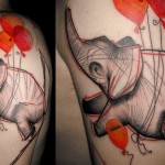 Татуировка на слон, вързана с балони