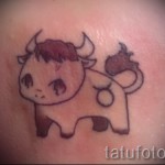 Fotó a kész tetoválás a csillagjegy Bika - vicces kis bika