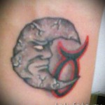 Fotó a kész tetoválás a csillagjegy Bika - réteg hónap és szimbólum