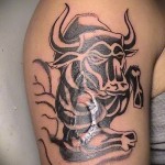 Fotó a Bika állatövi kész tetoválásról - közepes minőségű tetoválás - partak