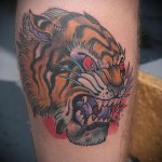 tigerhoved tatovering - old school ben tatovering
