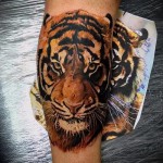 tiger tatovering på benet