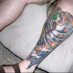 tiger tatovering på benet under knæet