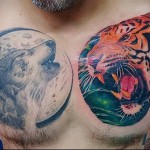 tiger tatovering på brystet