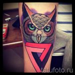 Eule tetovaža u einem Dreiecku - Foto Beispiel eines kühlen Tätowierung auf 14072016 2