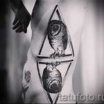 hibou de tatouage dans un trougao - primjer fotografije d'un tatouage frais sur 14072016 1