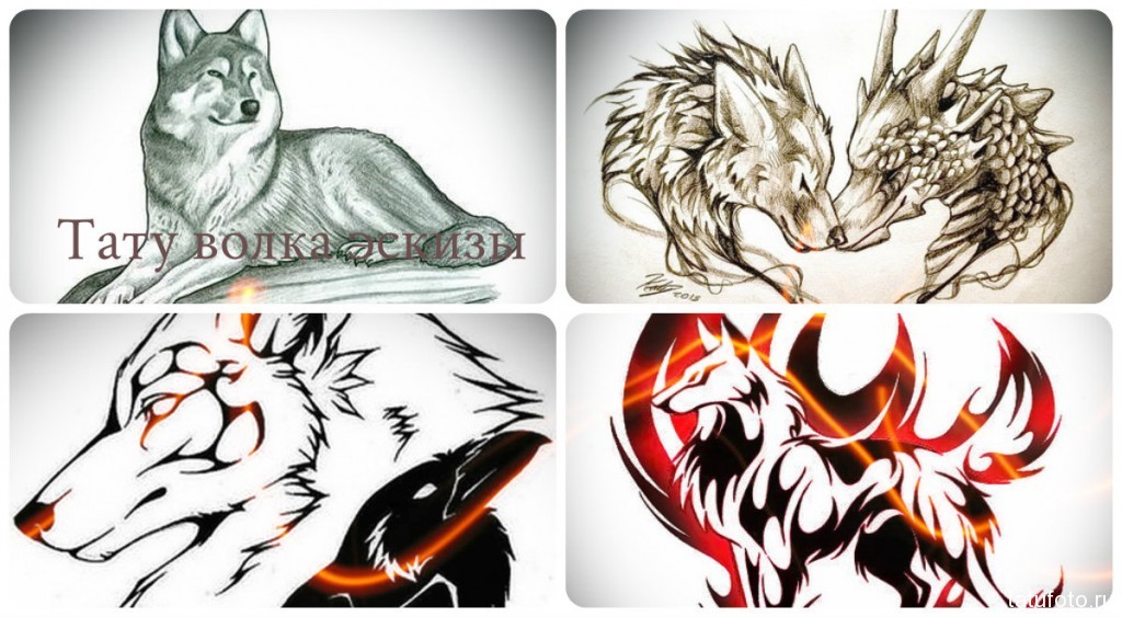 Скици на татуировка на вълк