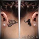 szárny a fül mögött tetoválás - fotók a kész tetoválási lehetőségekről 6
