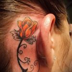 rózsa tetoválás a fül mögött - fotók a kész tetoválásokról 3
