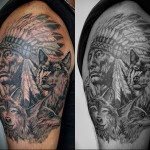farkas tetoválás a vállán