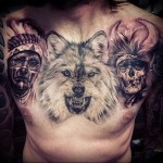 farkas tetoválás a mellkason