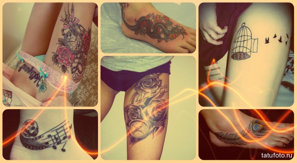 Tetoválás a nő lábán Tetoválás a nő lábán