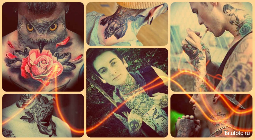 TEToválás a nyakon a férfiak számára - példák a fotón