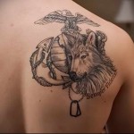 татуировка вълк и немски орел на гърба мъжка снимка