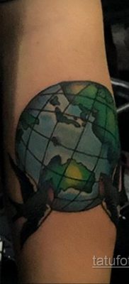 Foto af en tatovering med planeten Jorden 22/04/2020 №085 -planet jord tatovering-