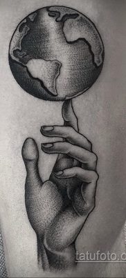 Foto af en tatovering med planeten Jorden 22/04/2020 №081 -planet jord tatovering-